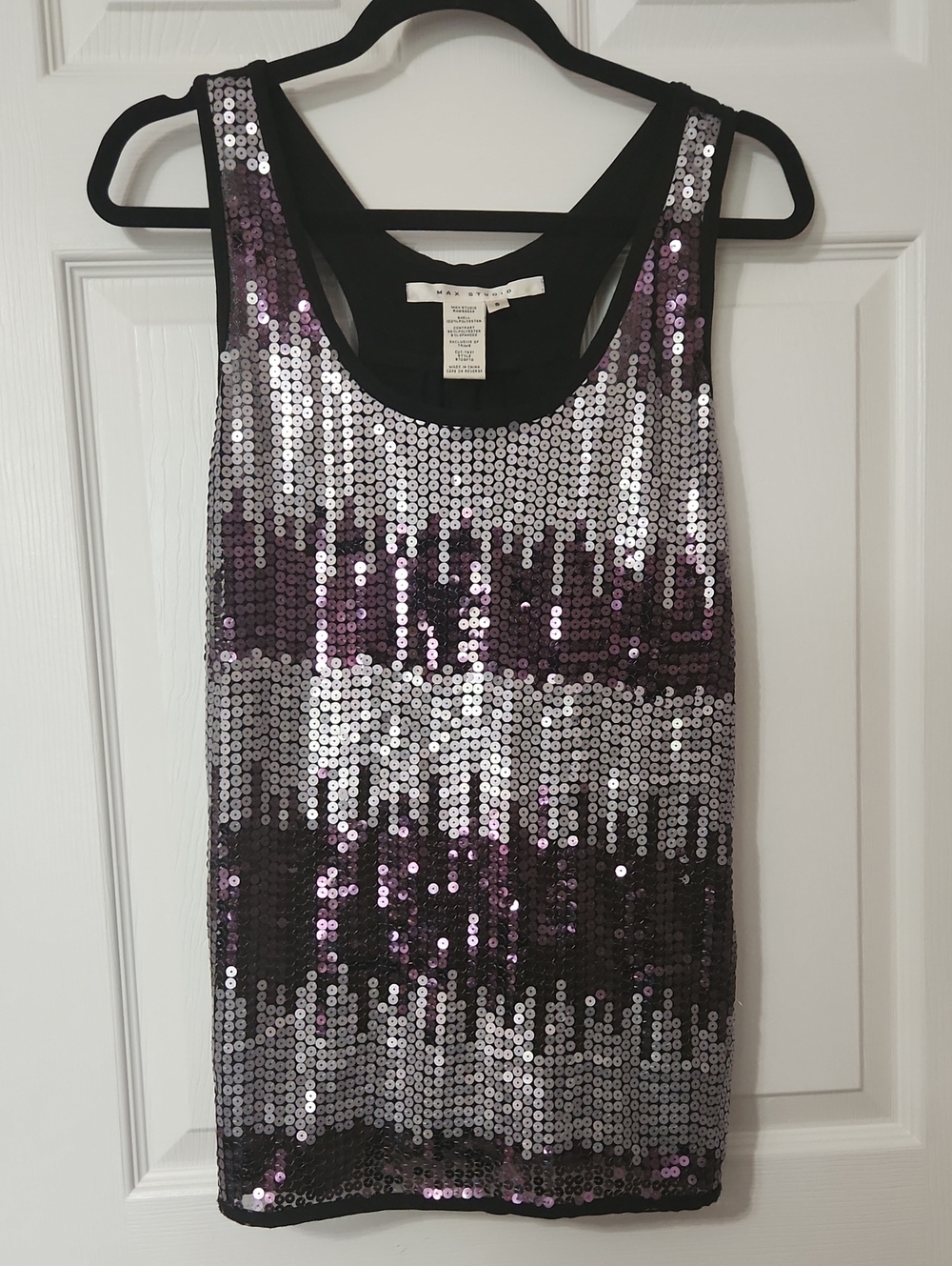 City Chic Rave Casual Party Club Travel Max Studio Purple and Silver Sequin Tank
